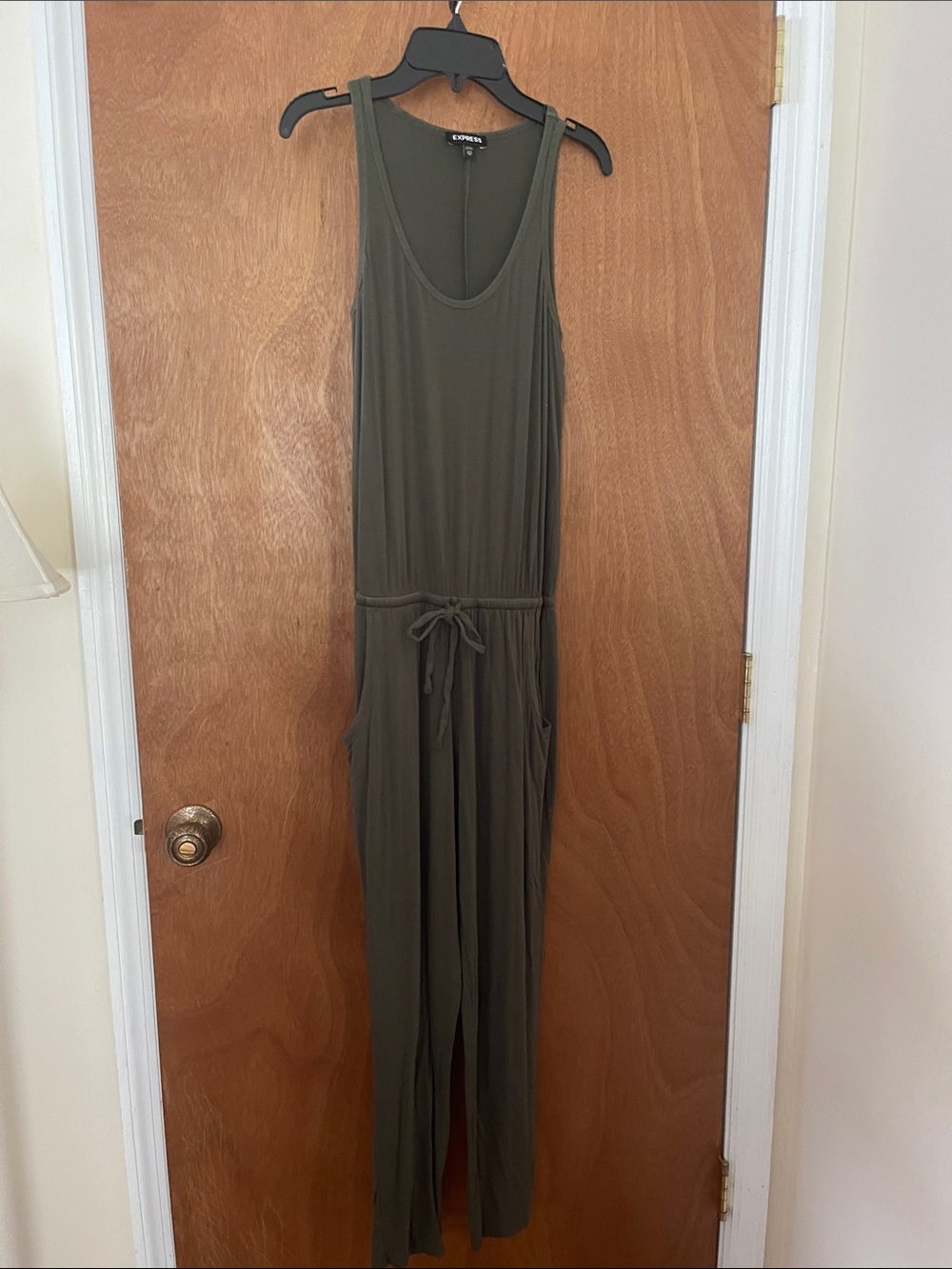 Express Olive Tank Jumpsuit with Drawstring XXS